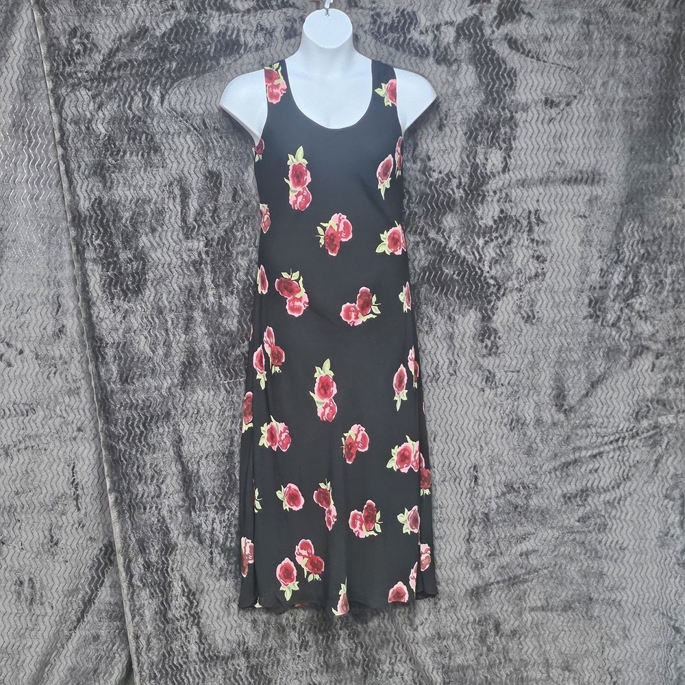 VTG Molly Malloy Dress Size 14 Petite Black Floral Beaded Y2K 90s Formal Prom